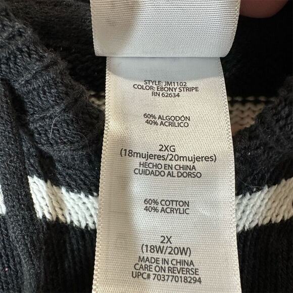 Just My Size Women's 1X Black Striped Hooded Cardigan Long Sleeve - Picture 3 of 11